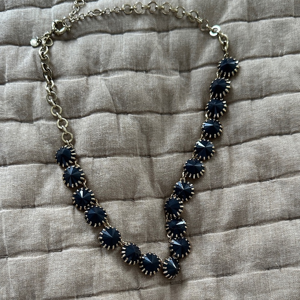 JCrew Venus Fly Trap gold tone necklace Midnight Blue